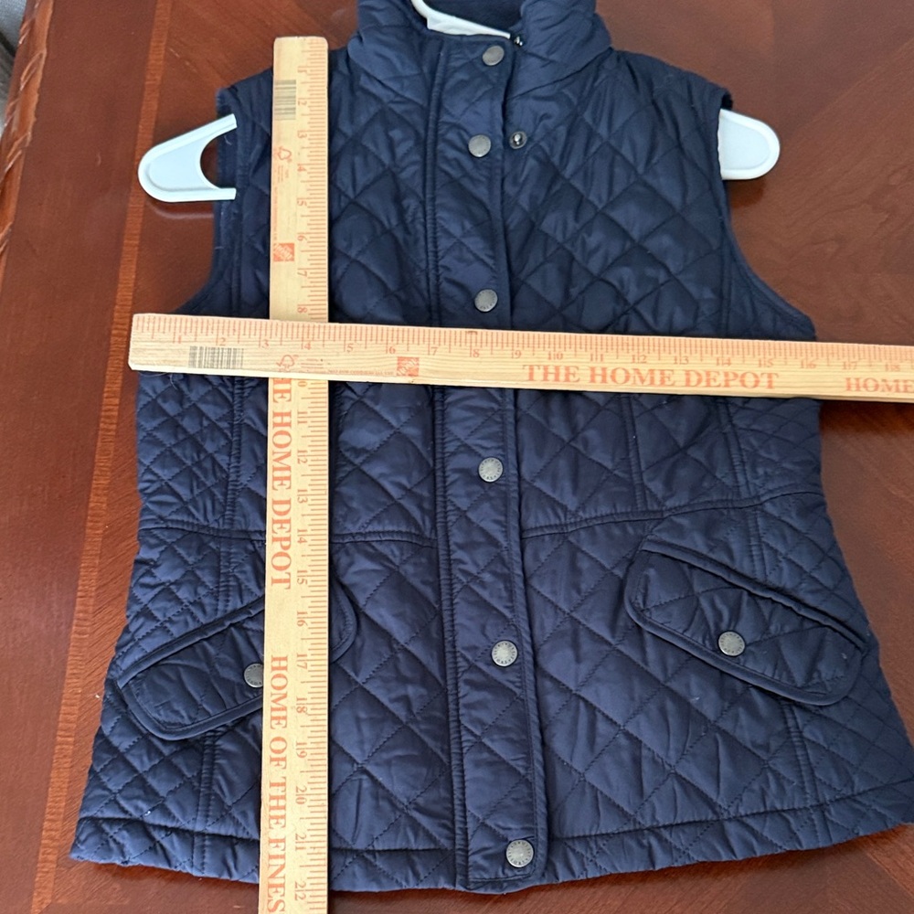 Talbots Women's Dark blue Quilted riding Vest pockets petite small - Picture 10 of 10